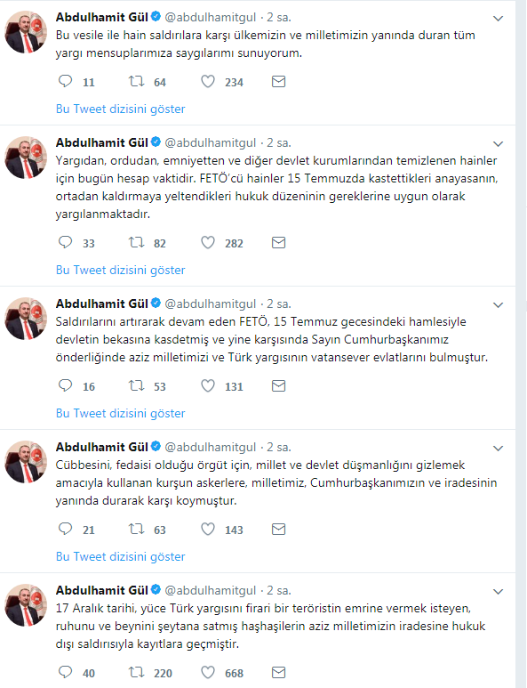 Adalet Bakanı Abdulhamit Gül: Hainler için bugün hesap vaktidir